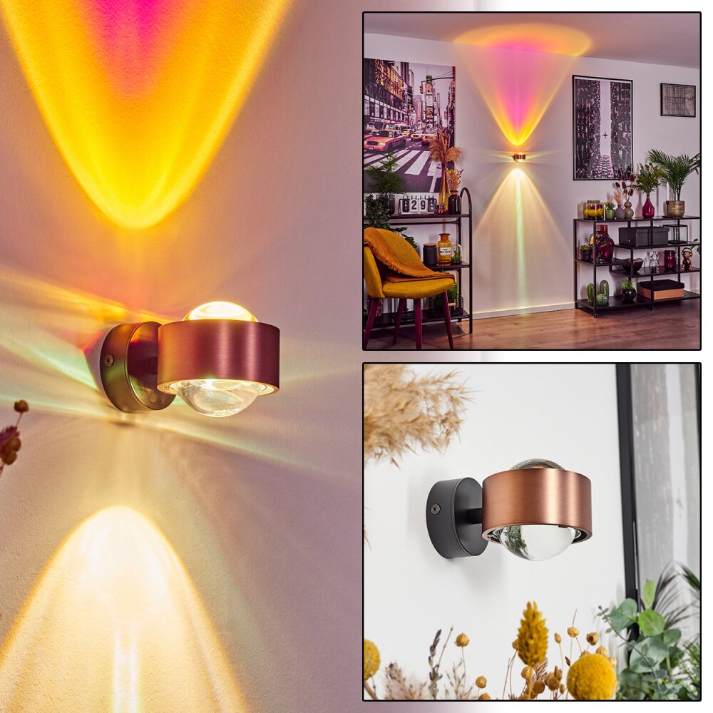Sapri Wandleuchte Kupferfarben, Schwarz, 1-flammig main product photo