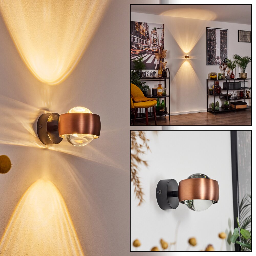 Sapri Wandleuchte Kupferfarben, Schwarz, 1-flammig main product photo