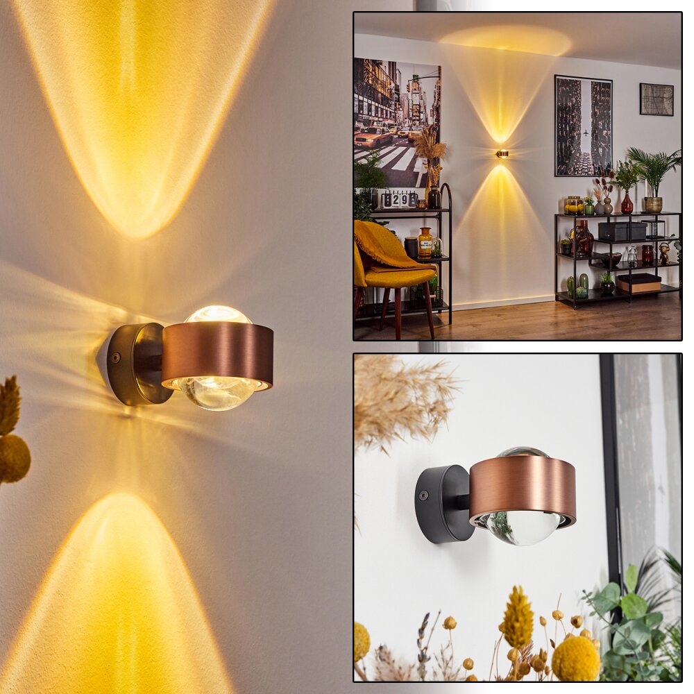 Sapri Wandleuchte Kupferfarben, Schwarz, 1-flammig main product photo