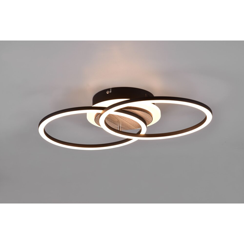 Reality Giro Deckenleuchte LED Holzoptik, Schwarz, 1-flammig, Fernbedienung main product photo