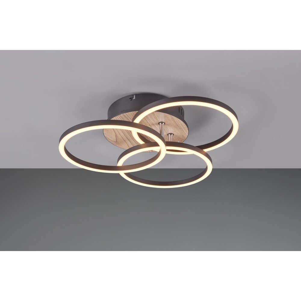Reality Circle Deckenleuchte LED Holzoptik, Schwarz, 1-flammig, Fernbedienung main product photo