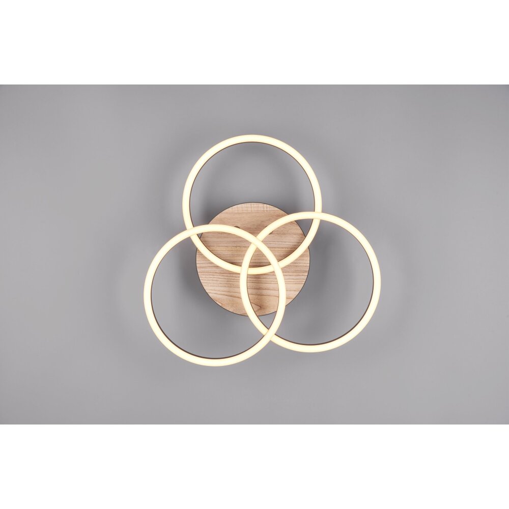 Reality Circle Deckenleuchte LED Holzoptik, Schwarz, 1-flammig, Fernbedienung