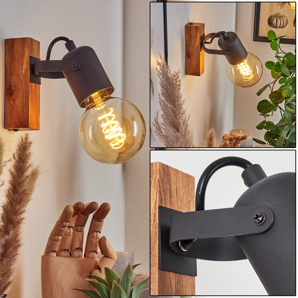 Kouk Wandleuchte Naturfarben, Schwarz, 1-flammig main product photo