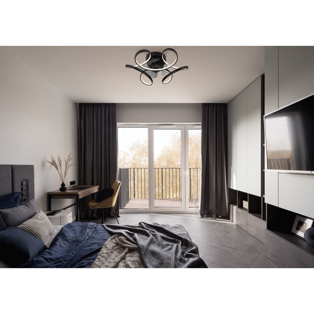 Globo LORIS Deckenventilator LED Schwarz, 1-flammig, Fernbedienung main product photo