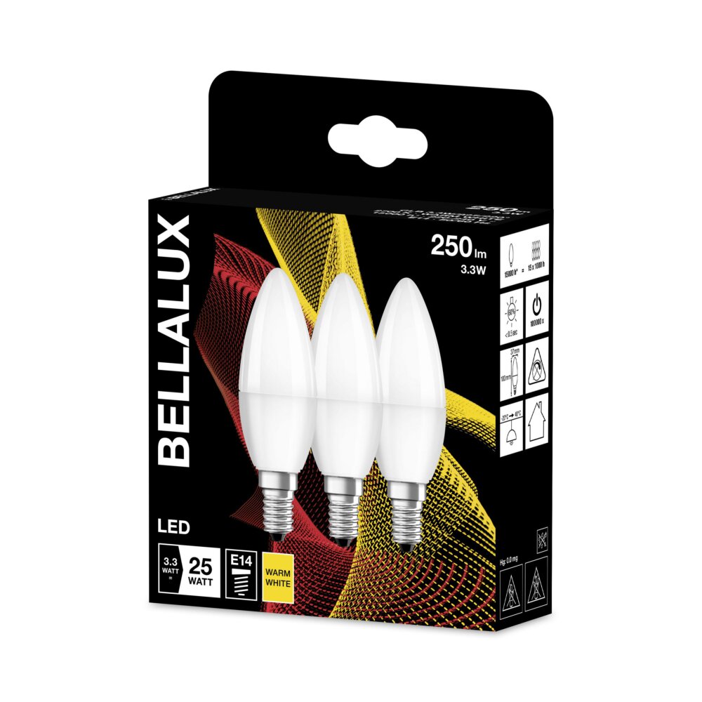 BELLALUX 3er Set LED E14 3,3 Watt 2700 Kelvin 250 Lumen main product photo
