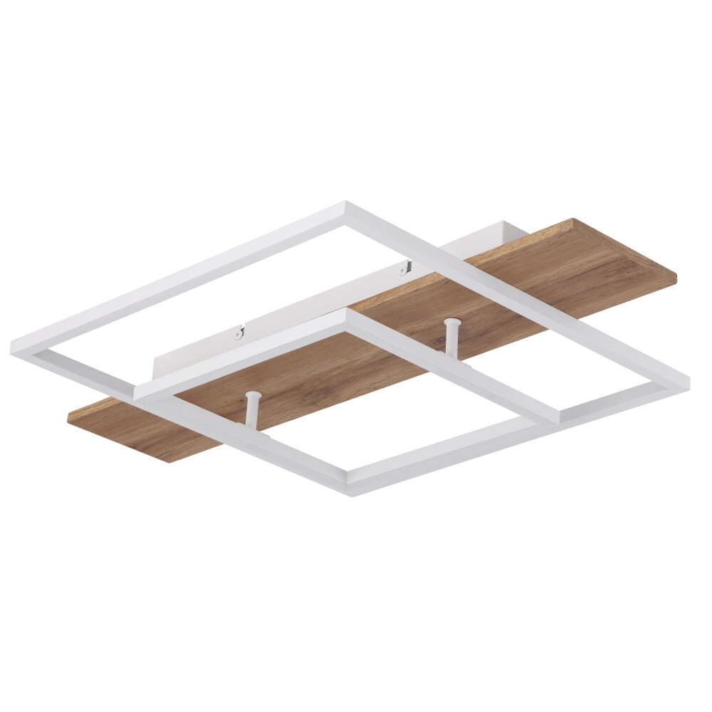 Globo VANNI Deckenleuchte LED Holzoptik, Weiß, 1-flammig