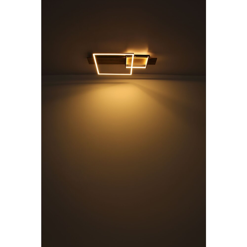 Globo VANNI Deckenleuchte LED Holzoptik, Weiß, 1-flammig