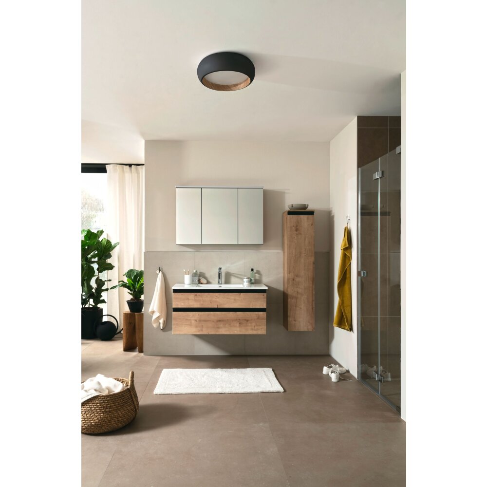 SCHÖNER WOHNEN-Kollektion Wood Deckenleuchte LED Holzoptik, Schwarz, 1-flammig main product photo