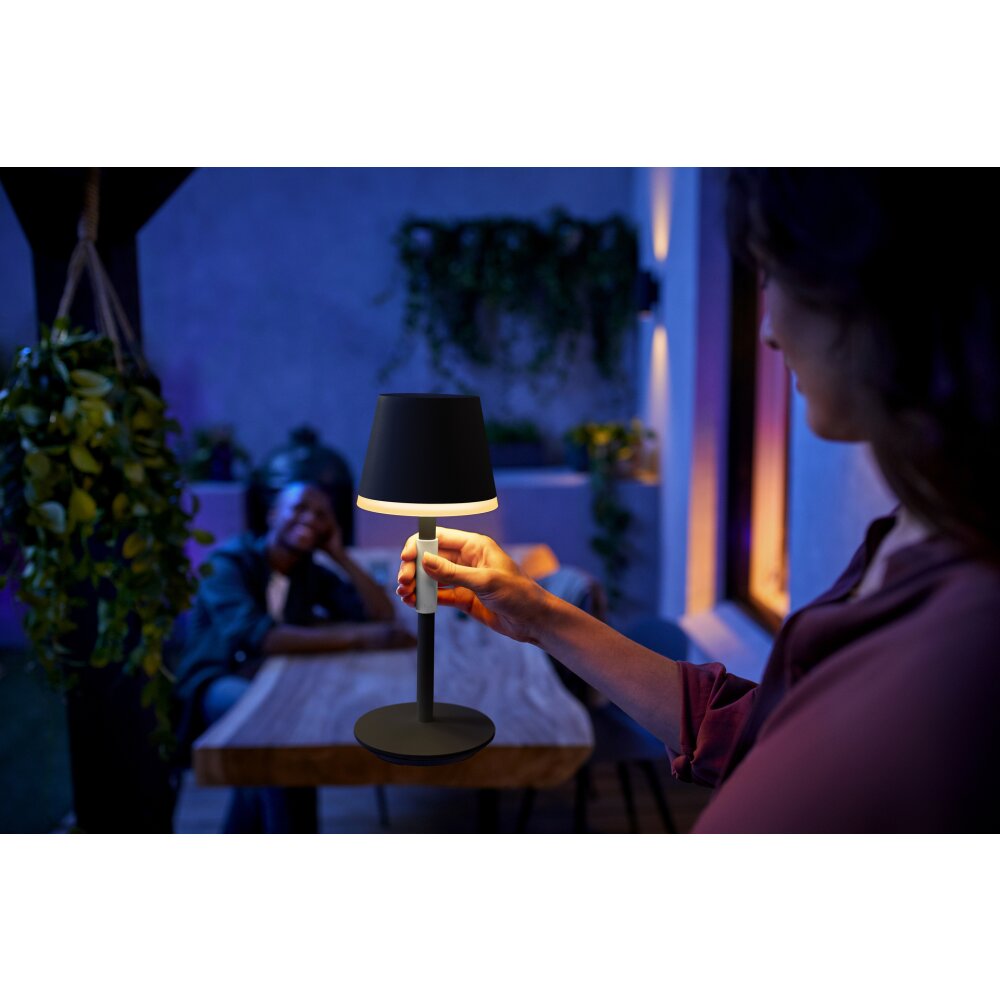 Philips Hue Go Außentischleuchte LED Grau, Schwarz, 1-flammig, Farbwechsler
