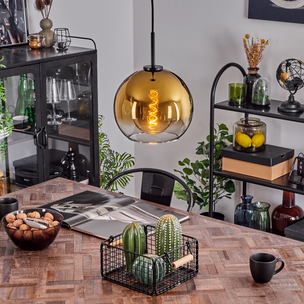 Koyoto Hängeleuchte Glas 25 cm Stahl gebürstet, 1-flammig main product photo
