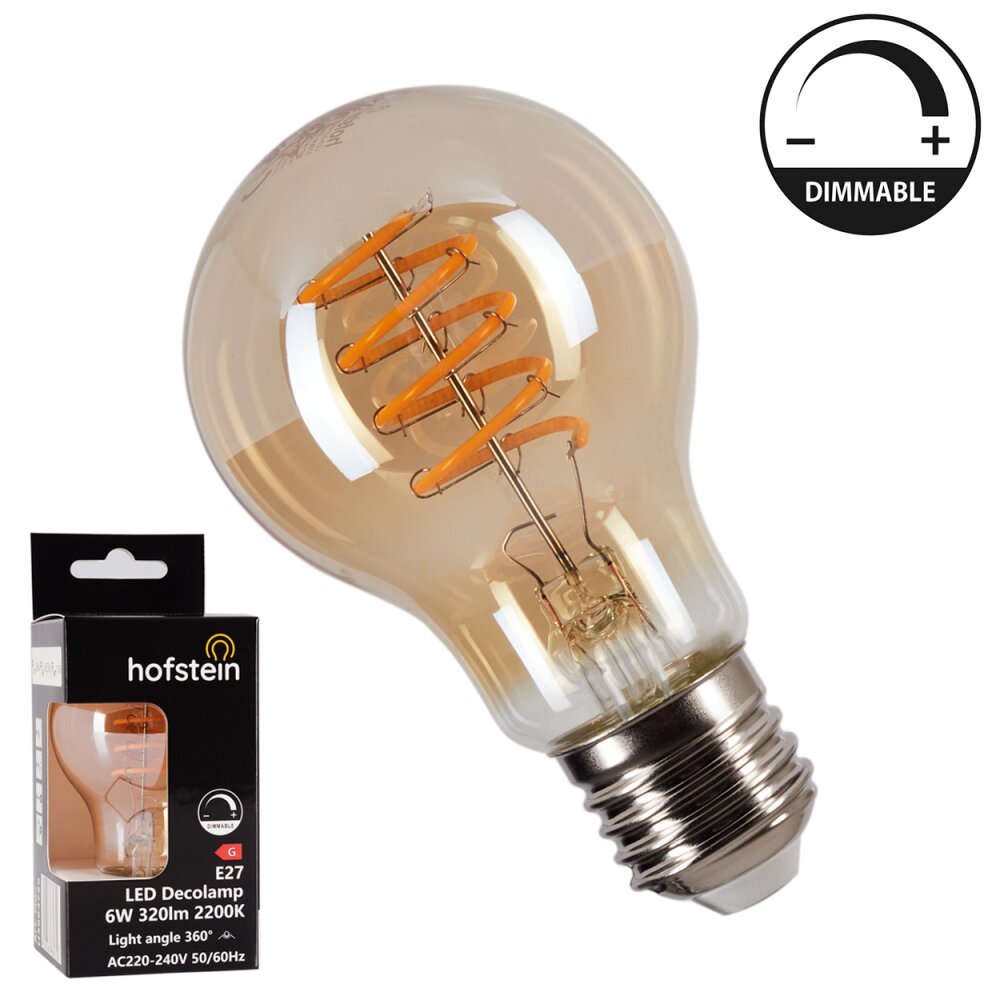 E27 LED 6 Watt 2200 Kelvin 320 Lumen Bernsteinfarben, 1-flammig main product photo
