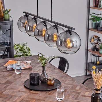 Koyoto Pendelleuchte Glas 20 cm Rauchfarben, 5-flammig