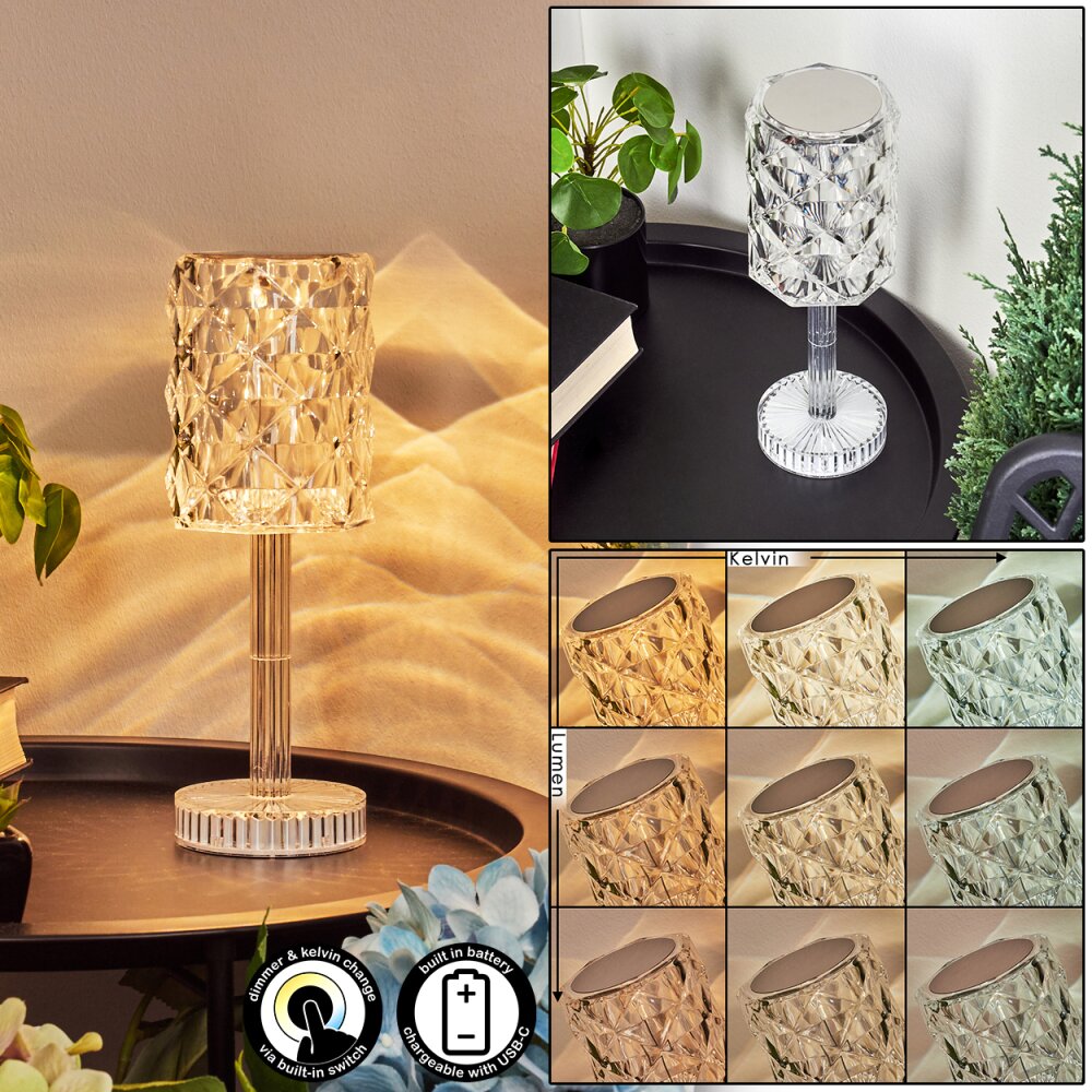 Toire Tischleuchte LED Transparent, Klar, Weiß, 1-flammig main product photo