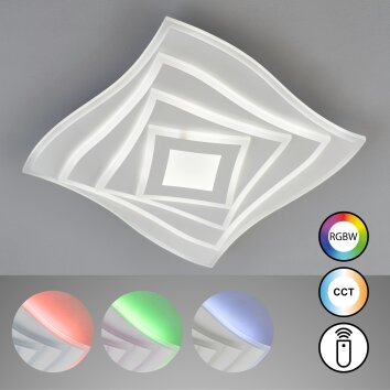 Fischer & Honsel Hero Deckenleuchte LED Weiß, 1-flammig, Fernbedienung, Farbwechsler