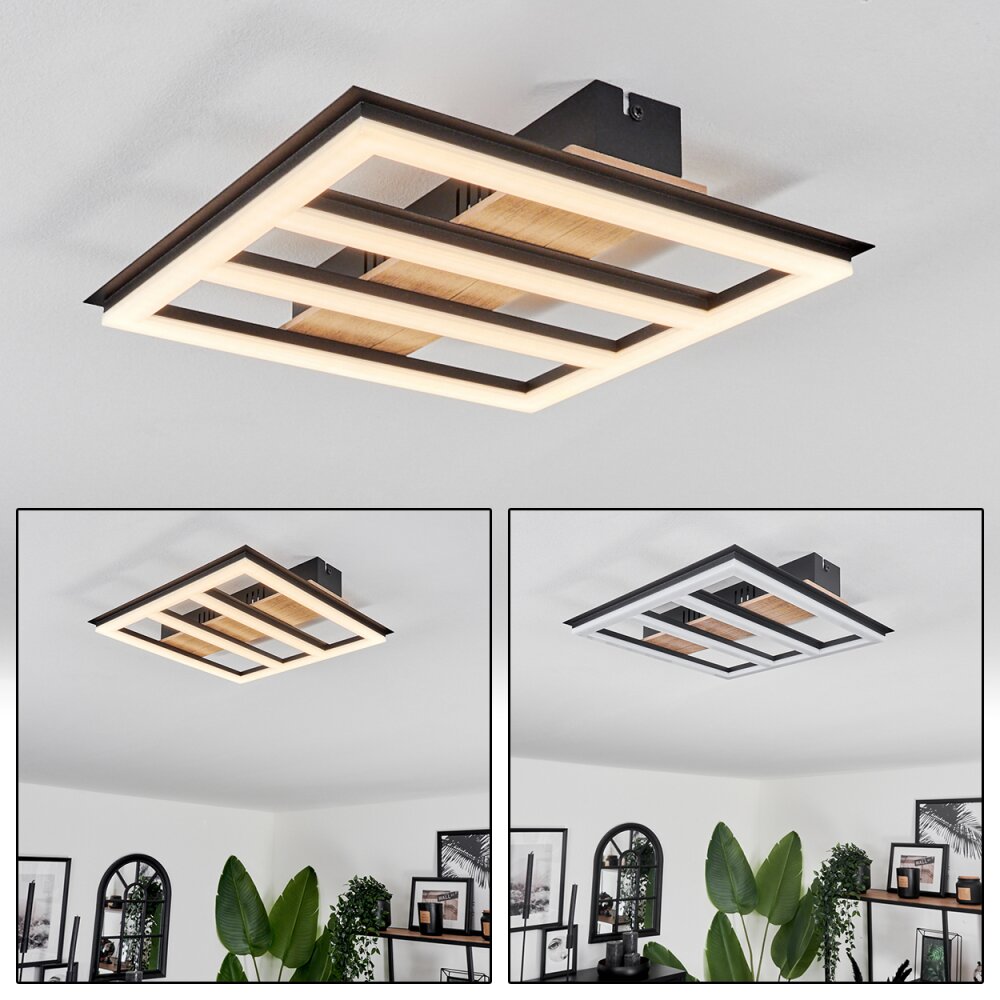 Nganbeto Deckenleuchte LED Holzoptik, Schwarz, 1-flammig main product photo