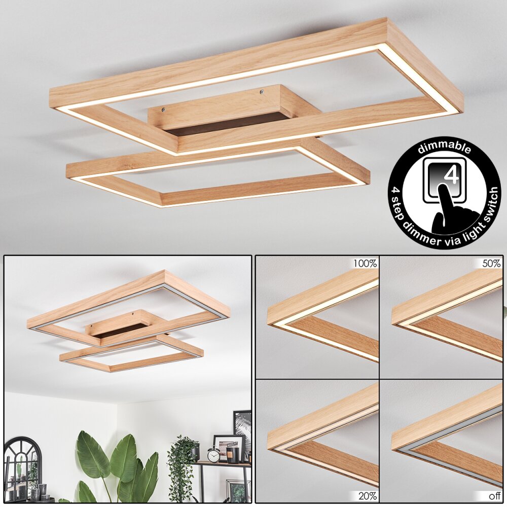 Surisultana Deckenleuchte LED Holz hell, Schwarz, 2-flammig main product photo