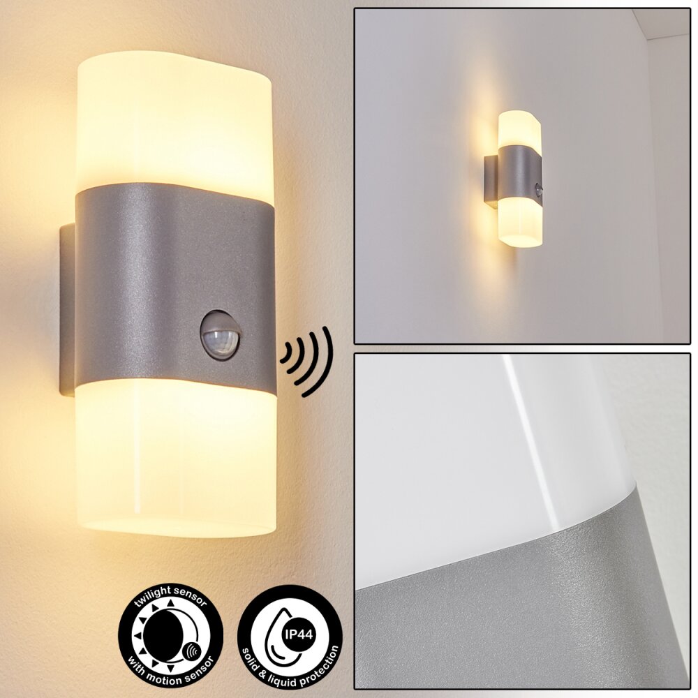 Belerda Außenwandleuchte LED Grau, 2-flammig, Bewegungsmelder main product photo