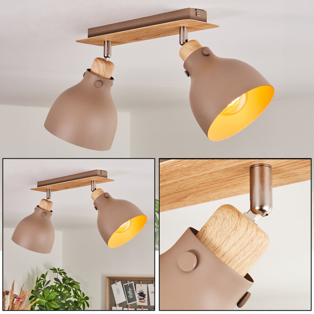 Brunnen Deckenleuchte Braun, Holzoptik, Taupe, 2-flammig main product photo