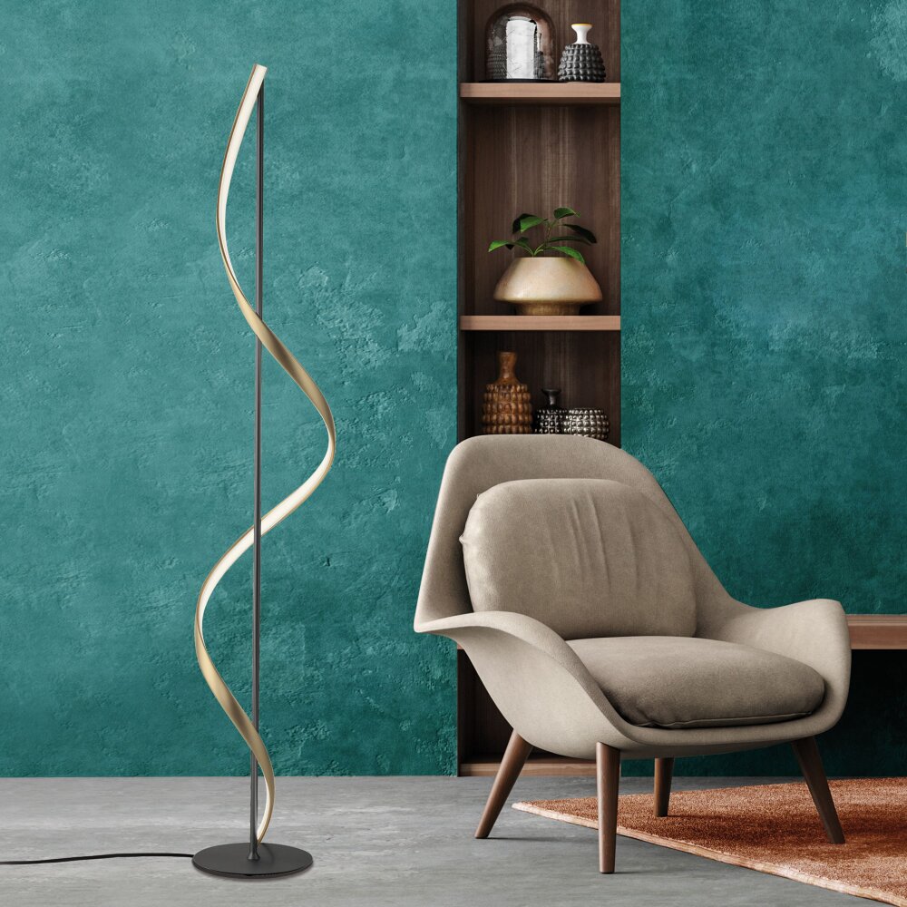 Paul Neuhaus Q-SWING Stehleuchte LED Anthrazit, Gold, 1-flammig, Fernbedienung main product photo