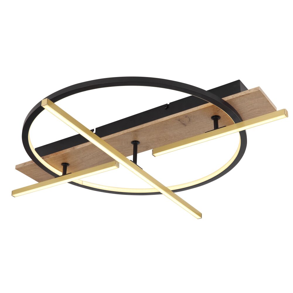 Globo BEATRIX Deckenleuchte LED Holzoptik, Schwarz, 2-flammig main product photo