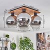 Koyoto Deckenleuchte Glas 20 cm Naturfarben, Schwarz, 4-flammig
