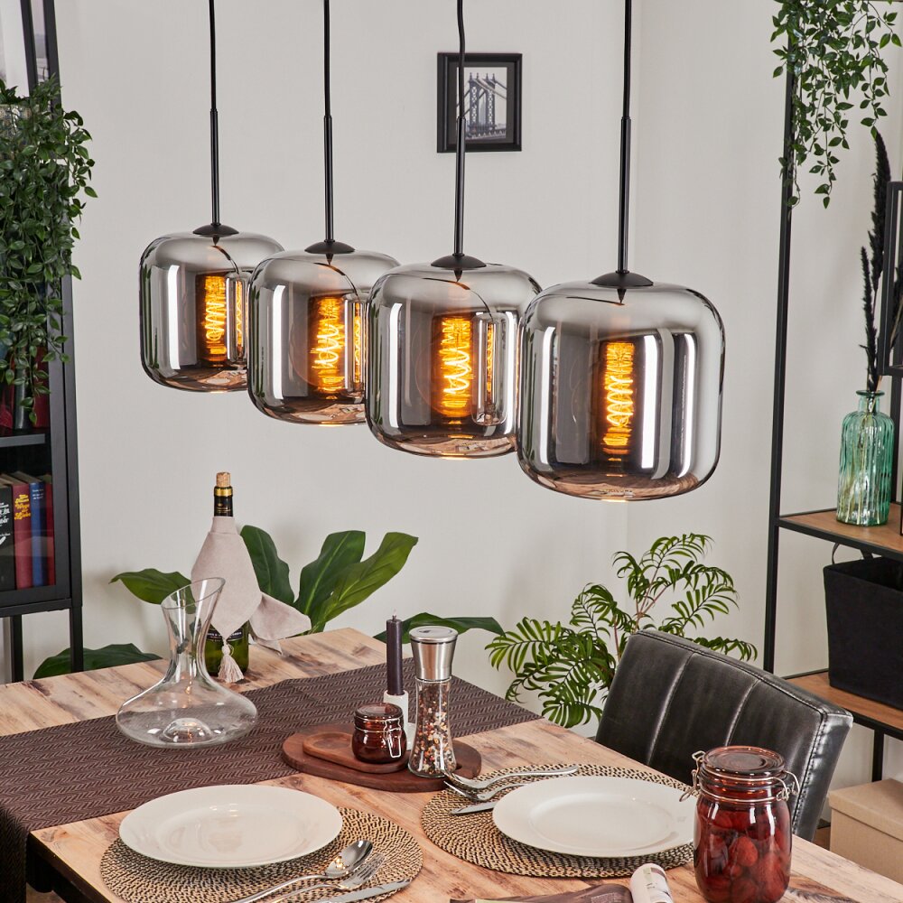 Lauden Hängeleuchte Glas 20cm Chrom, Rauchfarben, 4-flammig main product photo