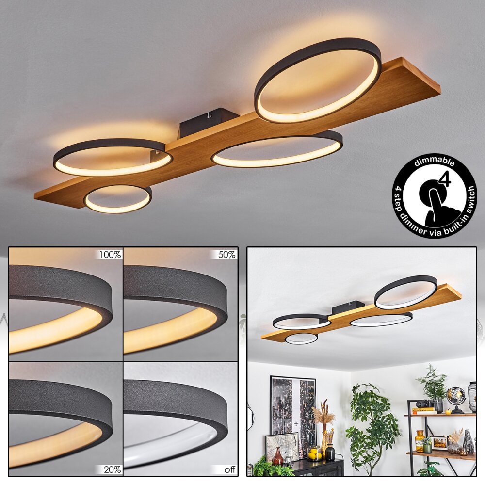 Chancani Deckenleuchte LED Naturfarben, Schwarz, 1-flammig main product photo