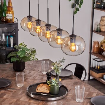 Apedo Hängeleuchte Glas 20cm Bernsteinfarben, Klar, 5-flammig