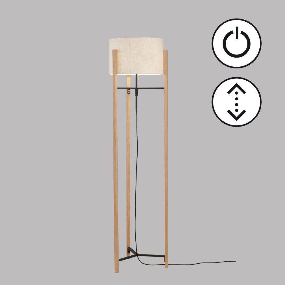 Fischer & Honsel SHINE-WOOD Stehleuchte Naturfarben, Schwarz, 3-flammig main product photo