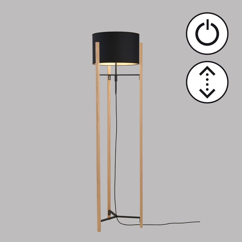 Fischer & Honsel SHINE-WOOD Stehleuchte Naturfarben, Schwarz, 3-flammig main product photo
