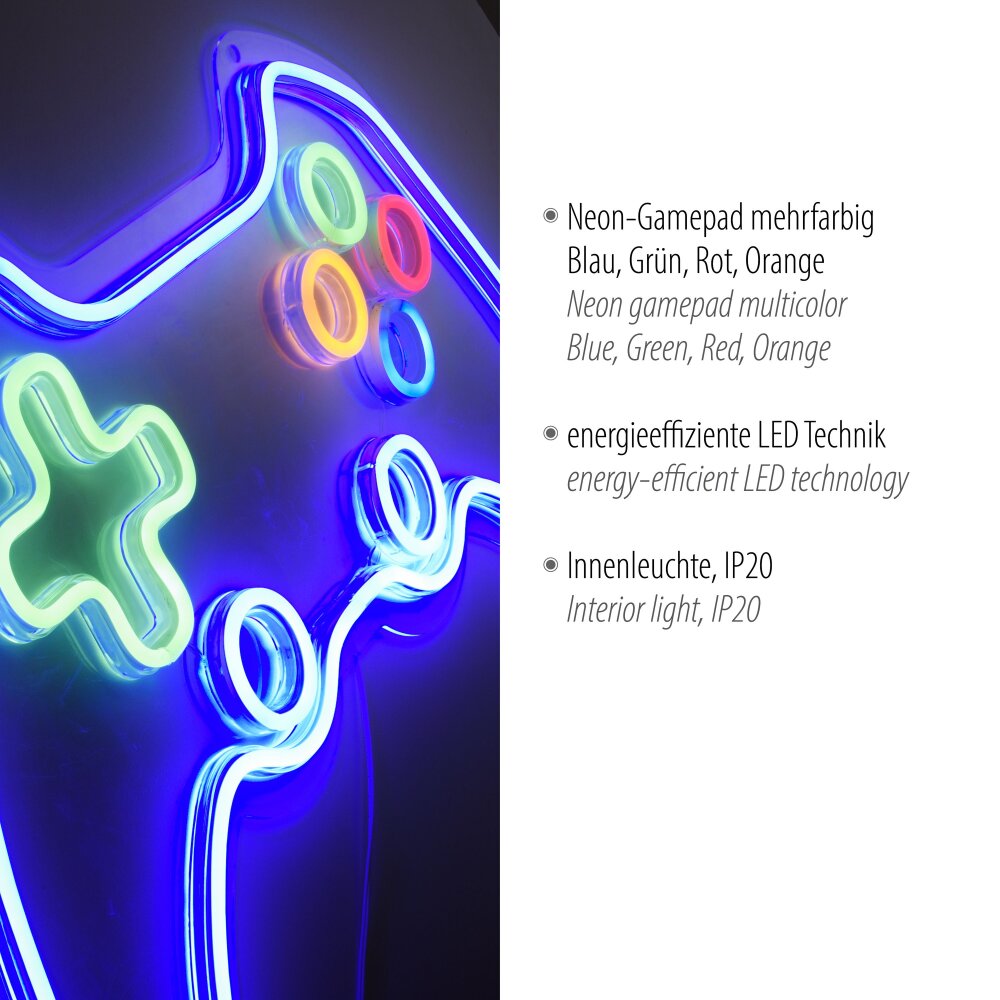 Leuchten Direkt NEON-GAMER Dekoleuchte LED Bunt 85022-70