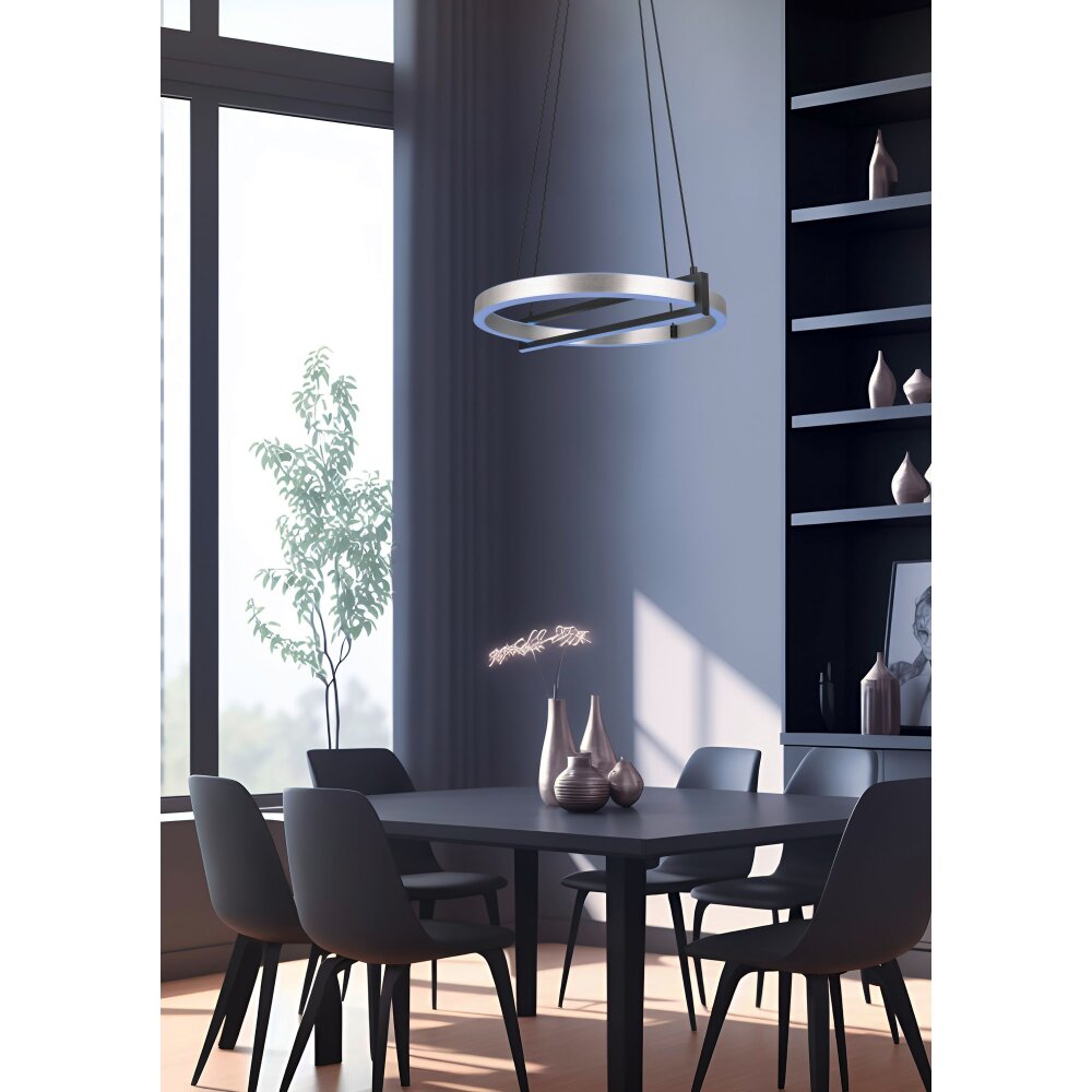 Trio Thompson Pendelleuchte LED Aluminium gebürstet, 1-flammig, Fernbedienung, Farbwechsler main product photo
