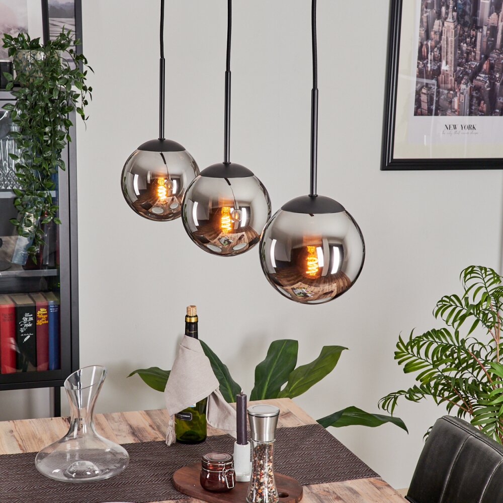 Gastor Hängeleuchte Glas 15 cm Chrom, Rauchfarben, 3-flammig main product photo