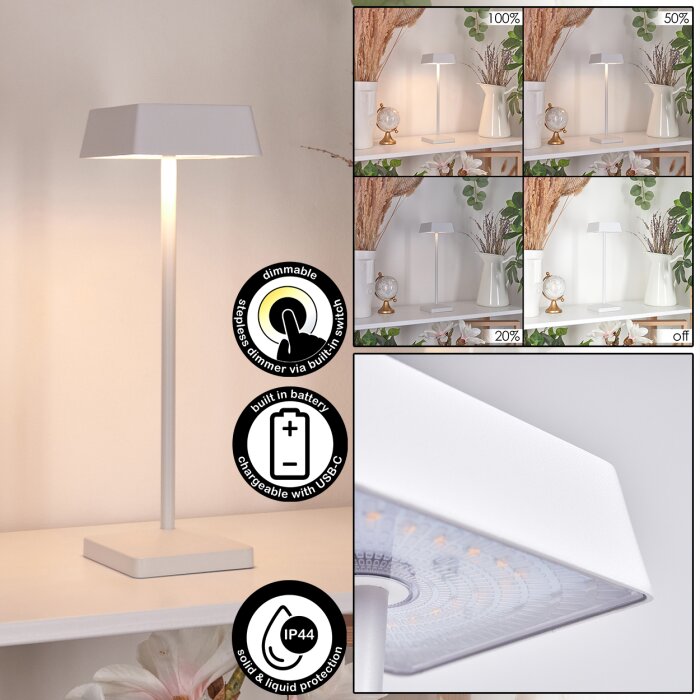 Algeraz Tischleuchte LED Weiß, 1-flammig