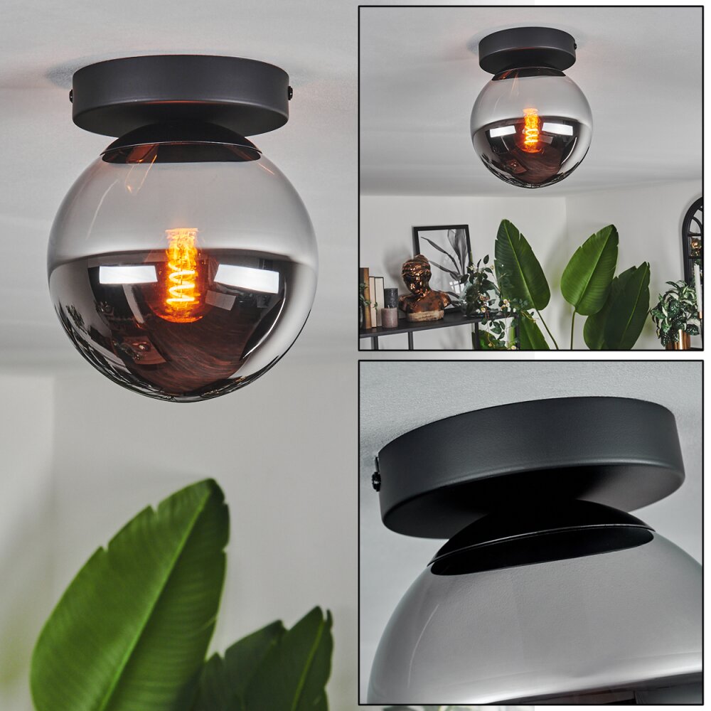 Gastor Deckenleuchte Glas 15 cm Chrom, Rauchfarben, 1-flammig main product photo