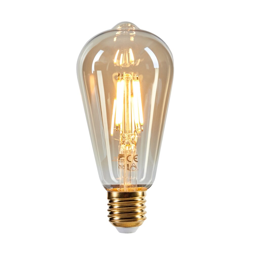 E27 2er Set LED 6 Watt 2200 Kelvin 650 Lumen Bernsteinfarben, Messing, 1-flammig