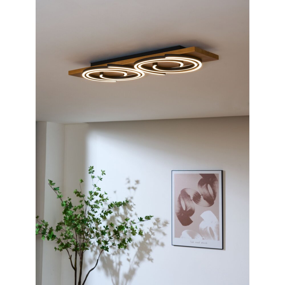 Lutec Rifia Deckenleuchte LED Naturfarben, Schwarz, 2-flammig main product photo