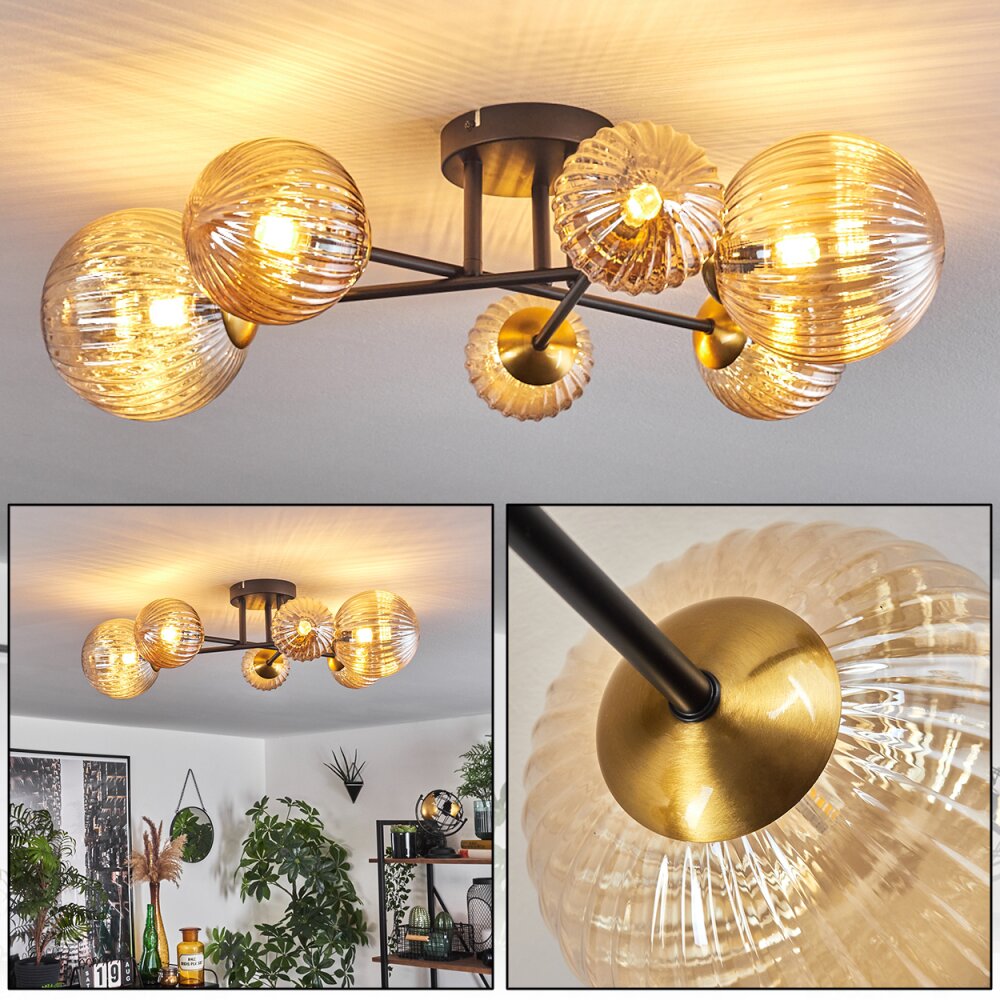 Chehalis Deckenleuchte Glas 10 cm, 12 cm, 15 cm Gold, Schwarz, 6-flammig main product photo