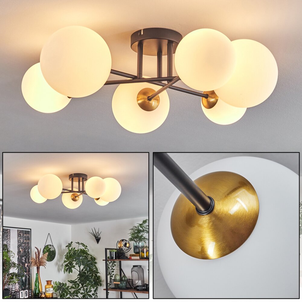 Chehalis Deckenleuchte Glas 12 cm, 15 cm Gold, Schwarz, 6-flammig main product photo