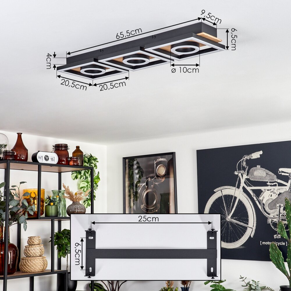 Taboneira Deckenleuchte LED Naturfarben, Schwarz, 3-flammig