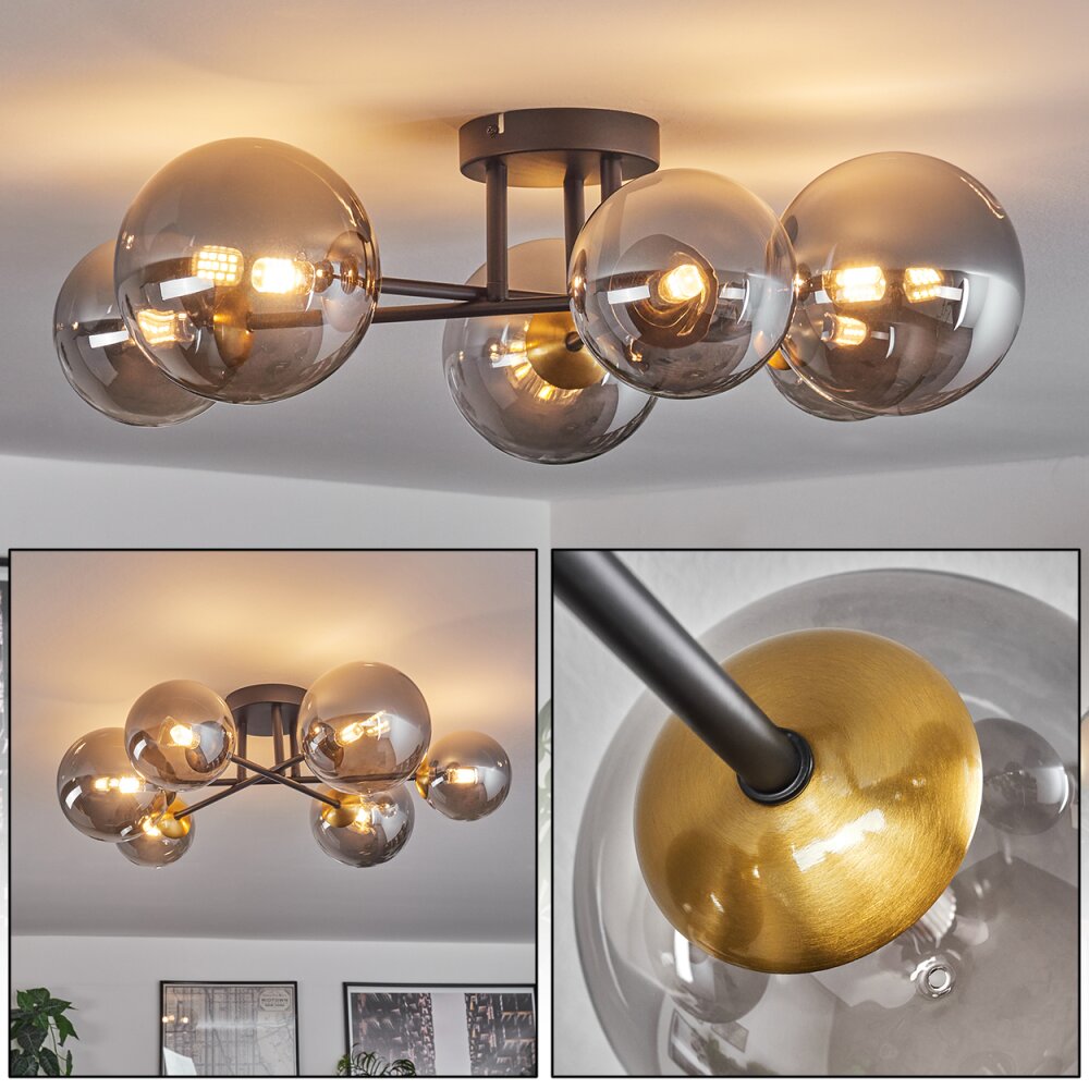Chehalis Deckenleuchte Glas 12 cm, 15 cm Gold, Schwarz, 6-flammig main product photo