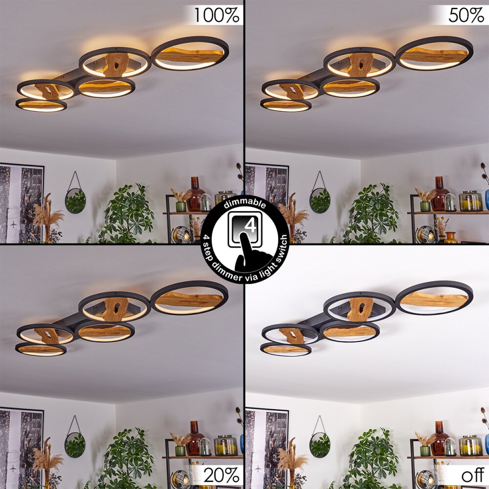 Cornol Deckenleuchte LED Naturfarben, Schwarz, 1-flammig