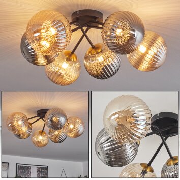 Chehalis Deckenleuchte Glas 15 cm Gold, Schwarz, 6-flammig