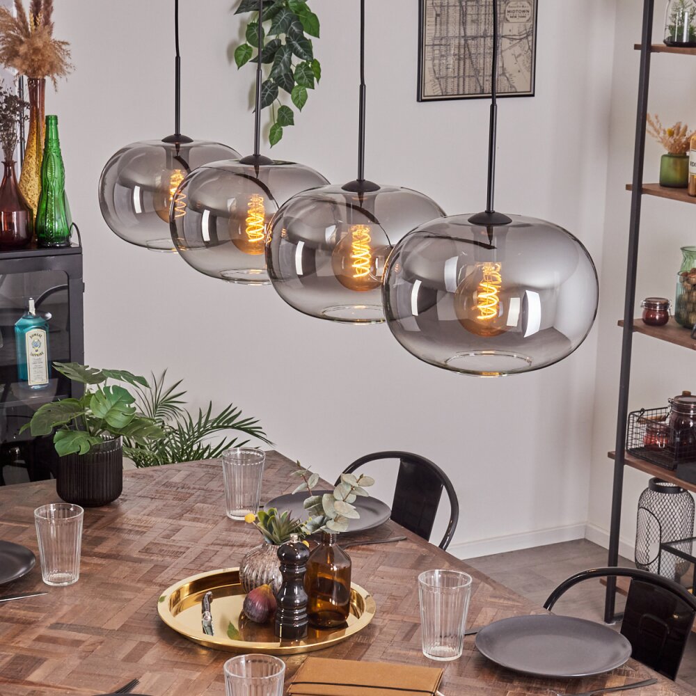 Apedo Hängeleuchte Glas 30 cm Klar, Rauchfarben, 4-flammig main product photo