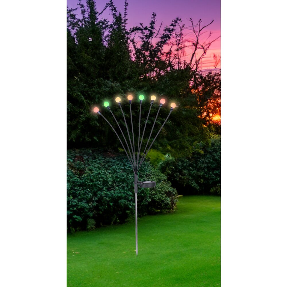 Globo SOLAR Wegeleuchte LED Edelstahl, Schwarz, 8-flammig, Farbwechsler main product photo