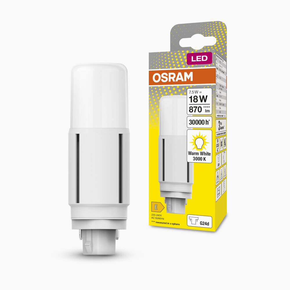 OSRAM DULUX G24d 7,5 Watt 3000 Kelvin 870 Lumen main product photo