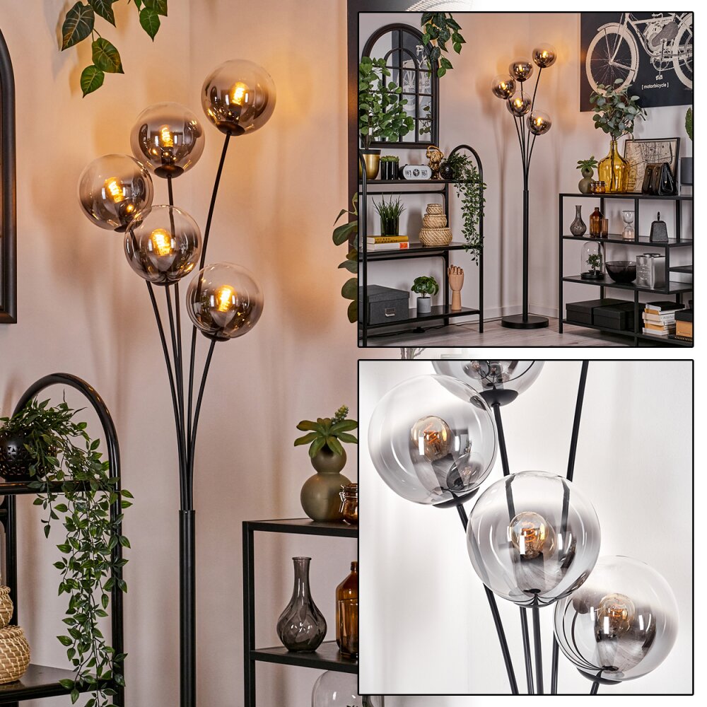 Gastor Stehleuchte Glas 15 cm Klar, Rauchfarben, 5-flammig main product photo