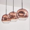 Ripoll Hängeleuchte Glas 30 cm Klar, Kupferfarben, 3-flammig