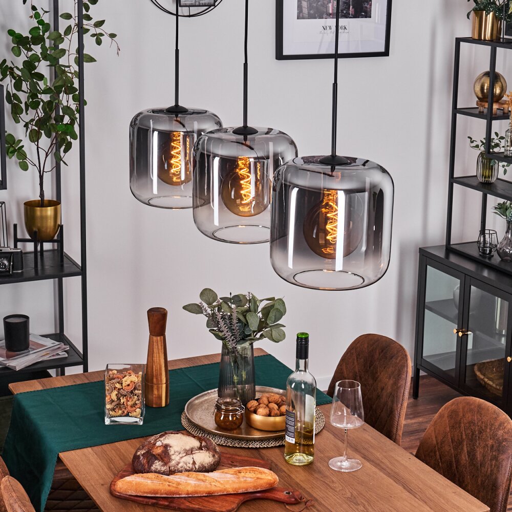 Lauden Hängeleuchte Glas 25 cm Klar, Rauchfarben, 3-flammig main product photo