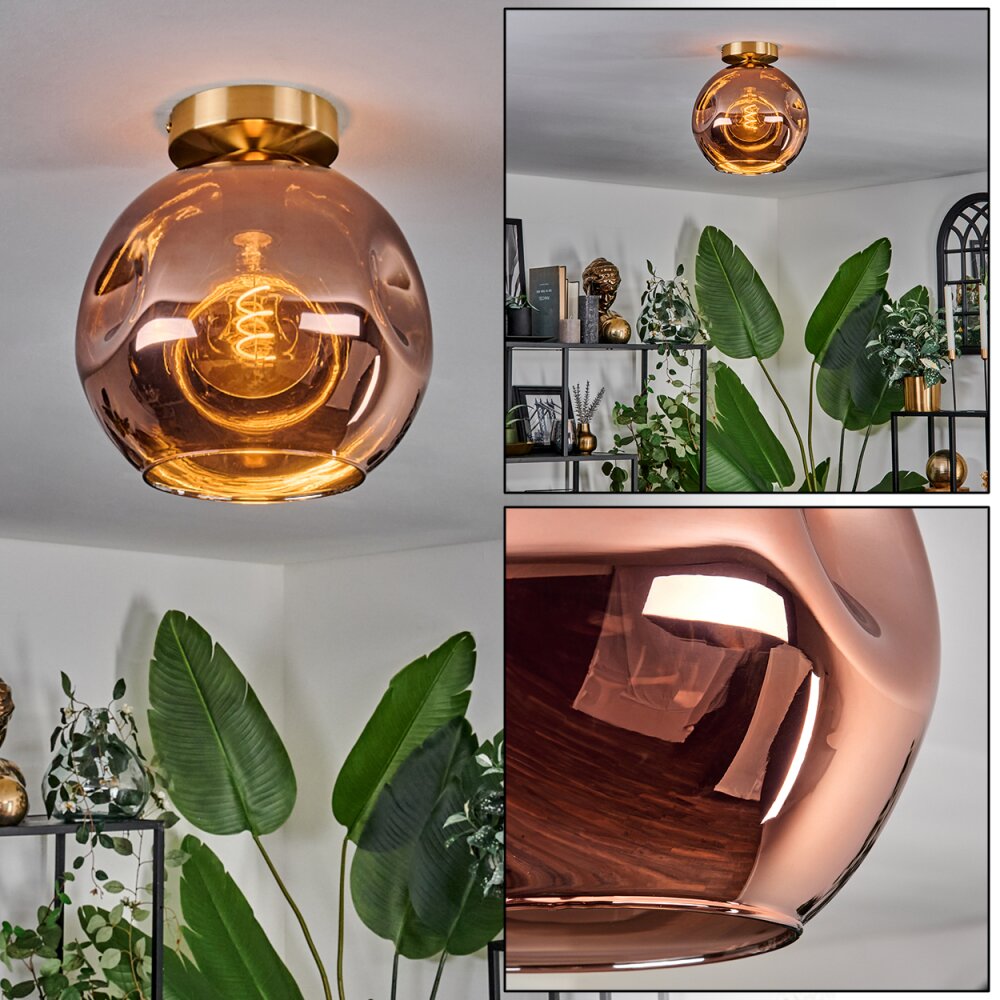 Ripoll Deckenleuchte Glas 25 cm Gold, Schwarz, 1-flammig main product photo